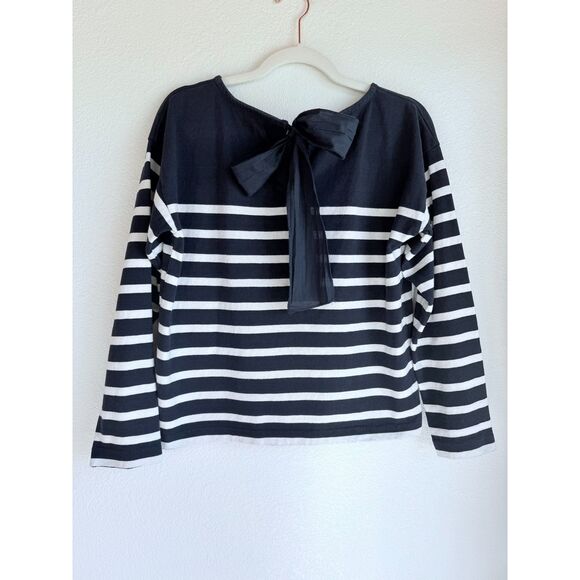 J.Crew Women's Mariner Cloth Bow Back Striped Long Sleeve Top in Navy & White S - Picture 6 of 12